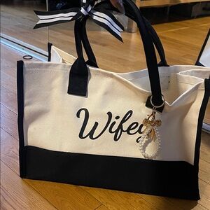 WIFEY Black Canvas Tote Bag